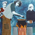 Cooking Guiso by the Wood Kiln